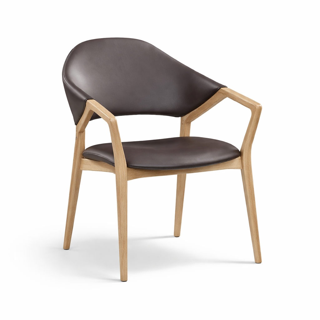 Montclair Dining Chair — Ash with Upholstered Microfibre Leather Seat