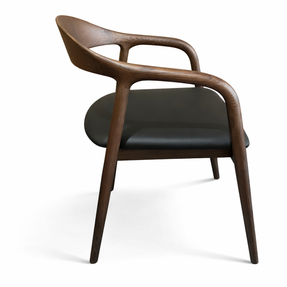 Belvedere Dining Chair — Ash Stained Walnut with Upholstered Leather Seat