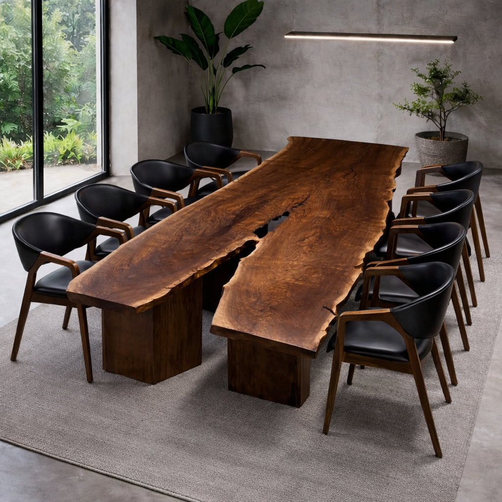Claro Live Edge Slab Dining Table