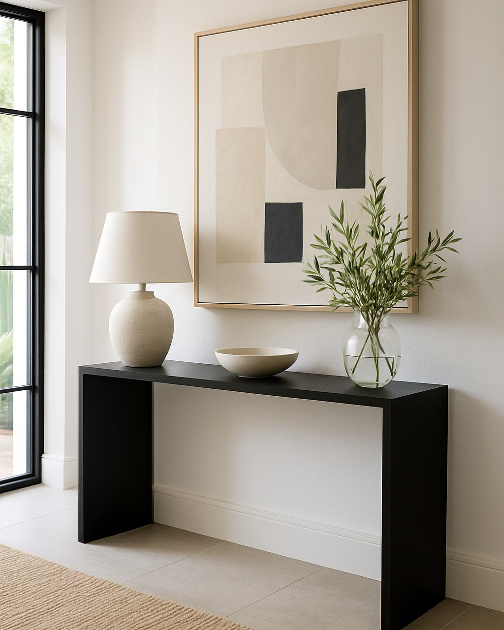 Available Now -  Erskine Black Solid Timber Entryway Console