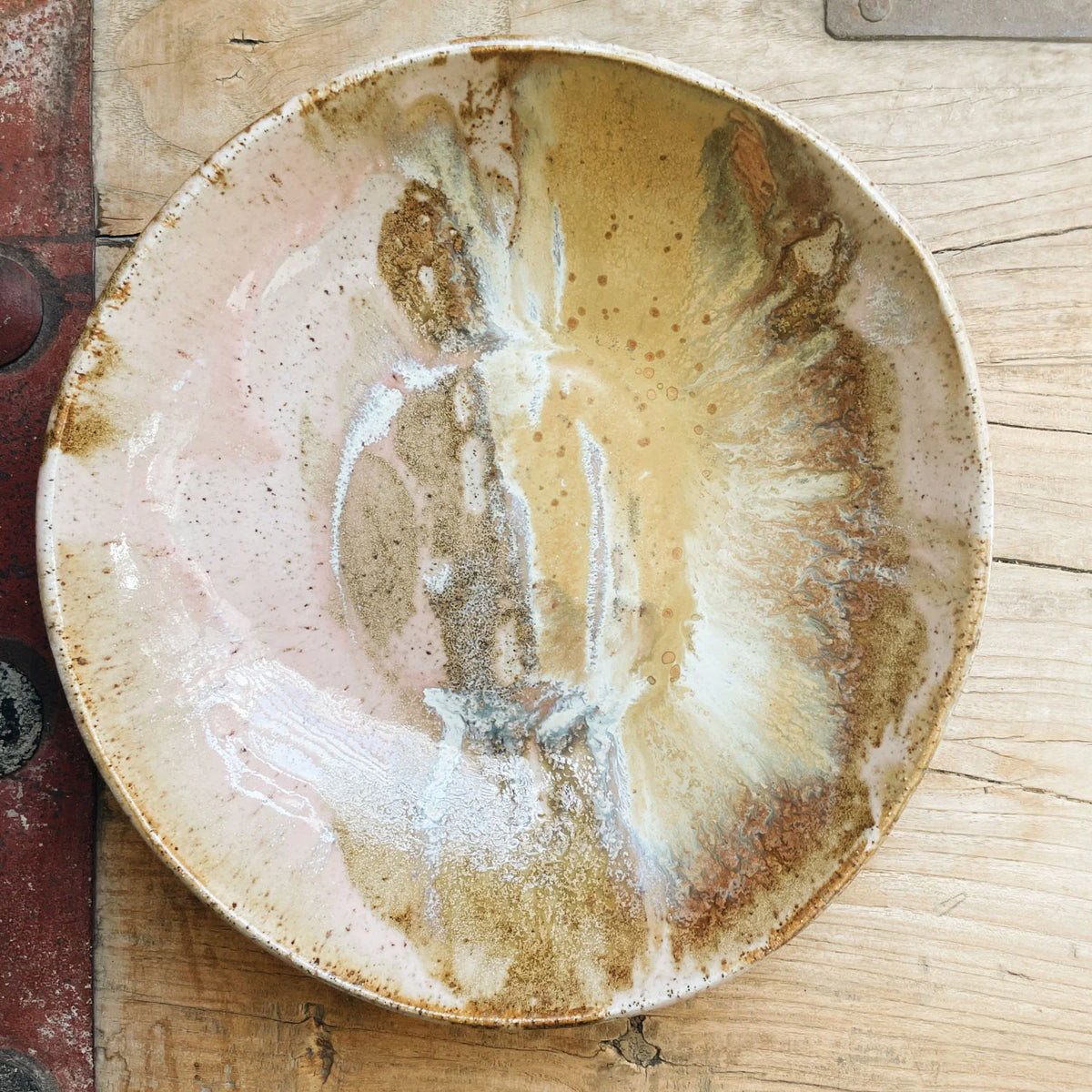 Kim Wallace Ceramic Serving Bowl ~ Earthy Retro