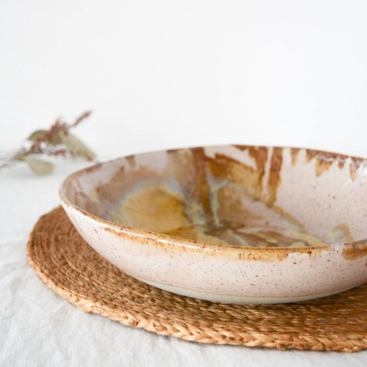 Kim Wallace Ceramic Serving Bowl ~ Earthy Retro