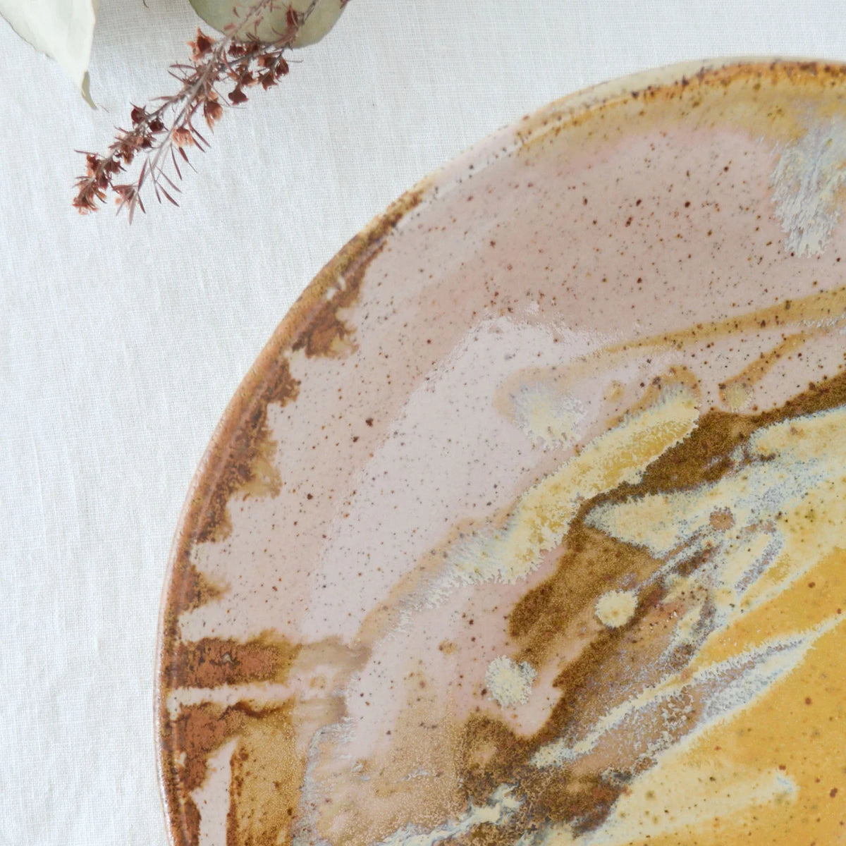 Kim Wallace Ceramic Serving Bowl ~ Earthy Retro
