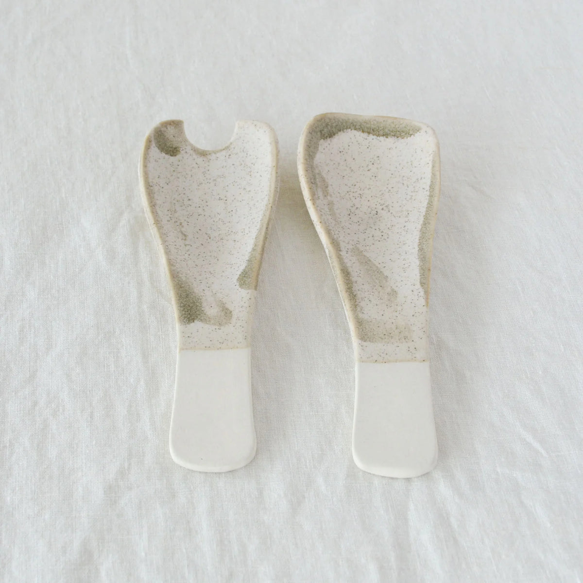 Kim Wallace Ceramic Salad servers ~ Naturals