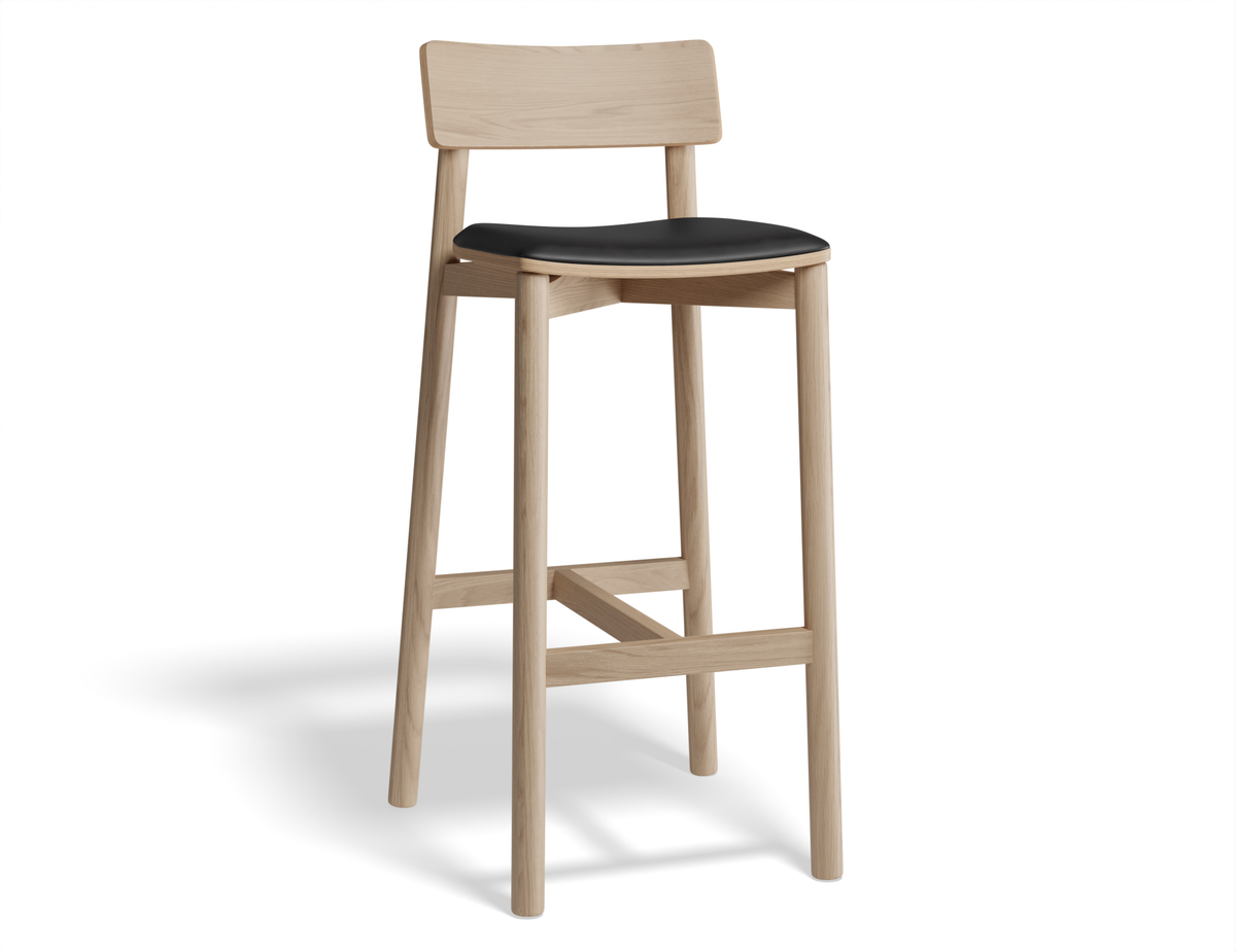 Riviera Bar Stool Natural Ash with upholstered padded seat