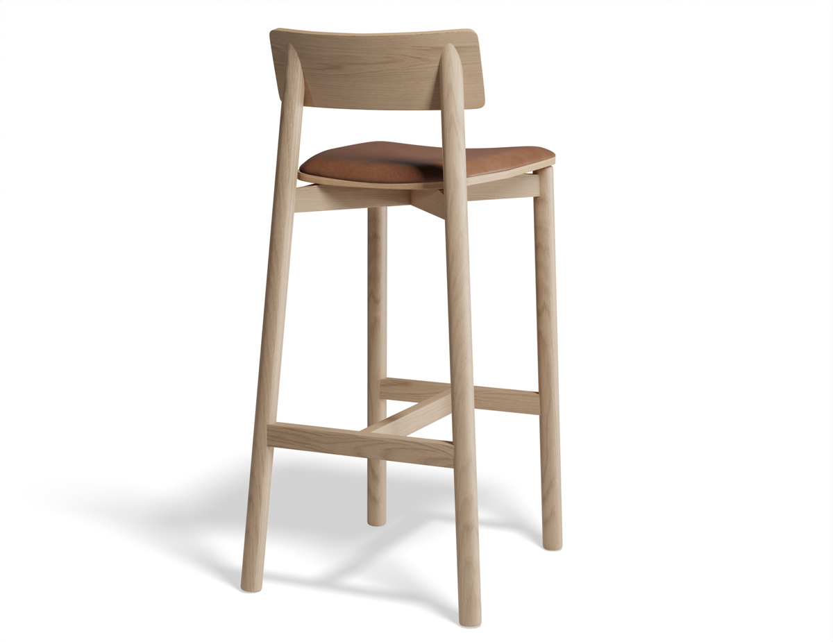 Riviera Bar Stool Natural Ash with upholstered padded seat